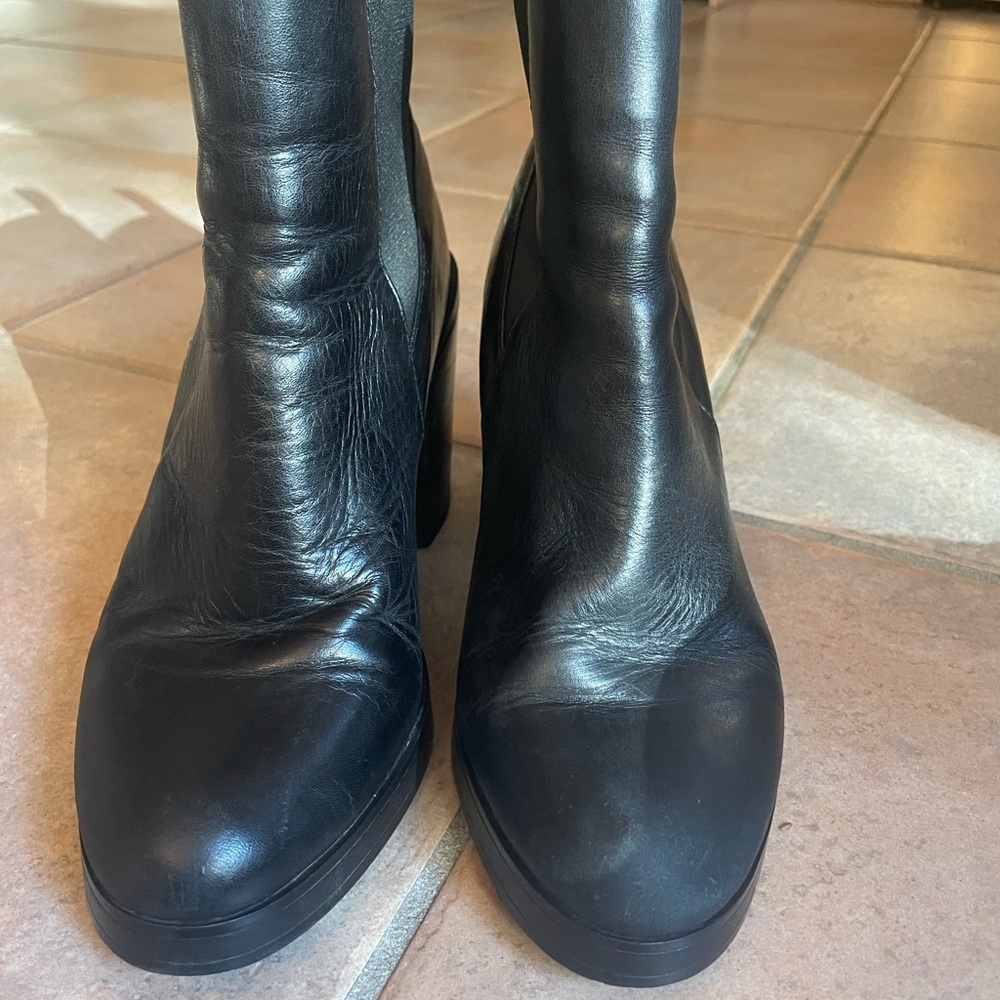 Black Leather Heeled Boots